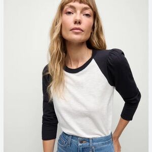 Veronica Beard Mason T  Navy and White Long Sleeve Top Sz L